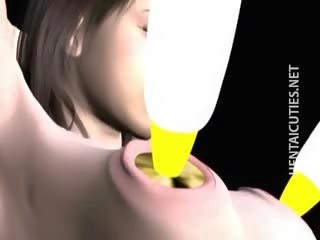 Flirty 3D Hentai Chick Gets Tits Vibrated