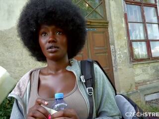 Czech Streets 152 Quickie with delightful Busty Black Girl: Amateur xxx film feat. George Glass