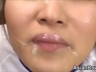 Ugly Asian adolescent being used And Cummed On