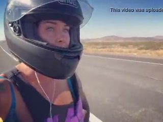 Felicity feline motorcycle divinity riding aprilia in bra