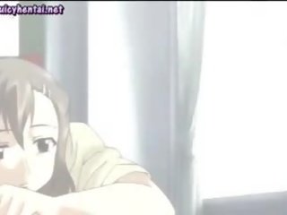 Shy Anime young female Sucks Two Cocks