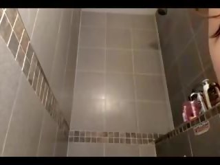 Bewitching Brunette Shower Hair Brushing and Striptease Long