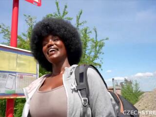 Czech Streets 152 Quickie with delightful Busty Black Girl: Amateur xxx film feat. George Glass