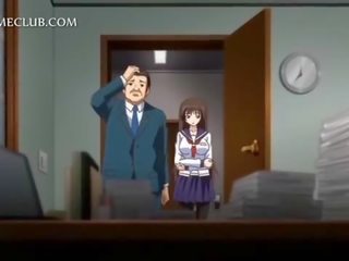 Anime mademoiselle in school- uniform blazen groot schacht