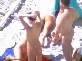 Sunbathing Beach Sluts Have Some Teen Group X rated movie Fun