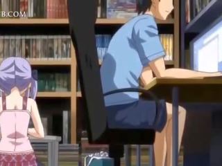 Shy anime doll in apron jumping craving dick in bed