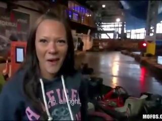 Chick gives a public bj next to gokarts